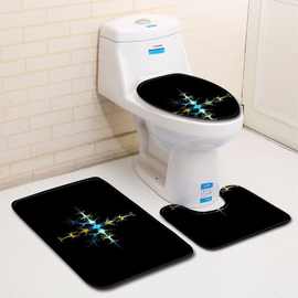 3D彩绘卫浴马桶三件套地垫门垫浴室地毯ebay亚马逊速卖通现货货源