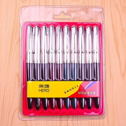 Hero pen 616 small steel sleeve old style 0.5 student practice calligraphy office adult dark tip squeeze bile