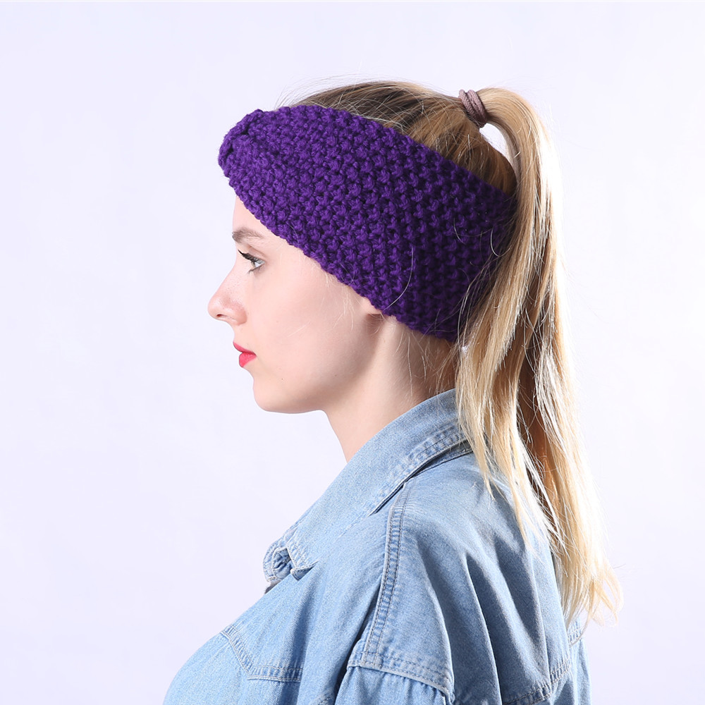 Fascia per maglione lavorata a maglia per accessori e fasce per capelli caldi con fiocco fatto a mano autunno inverno da donna_voghion.com