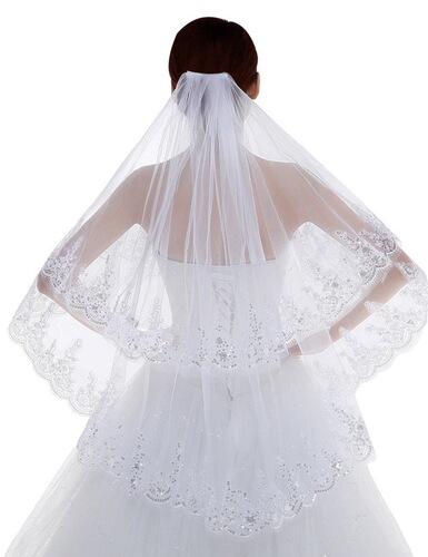 Two-layer sequin lace luminous small veil iron comb bridal veil foreign trade exquisite wedding accessories wedding veil