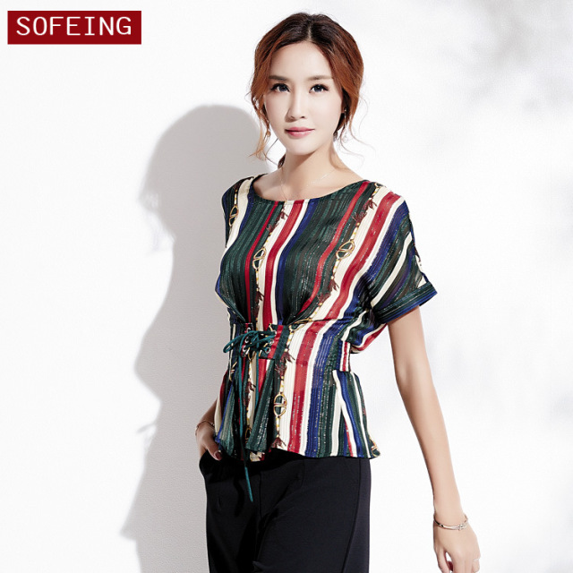 Summer New Fashion Women’s Style Printed Ceiling Sleeve Blouse