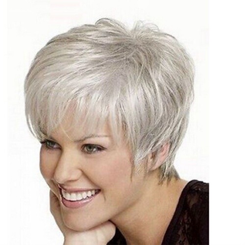 Manufacturer's wig dropshipping for Europe and the United States AliExpress ebay fashion temperament wig white short straight hair mother wig