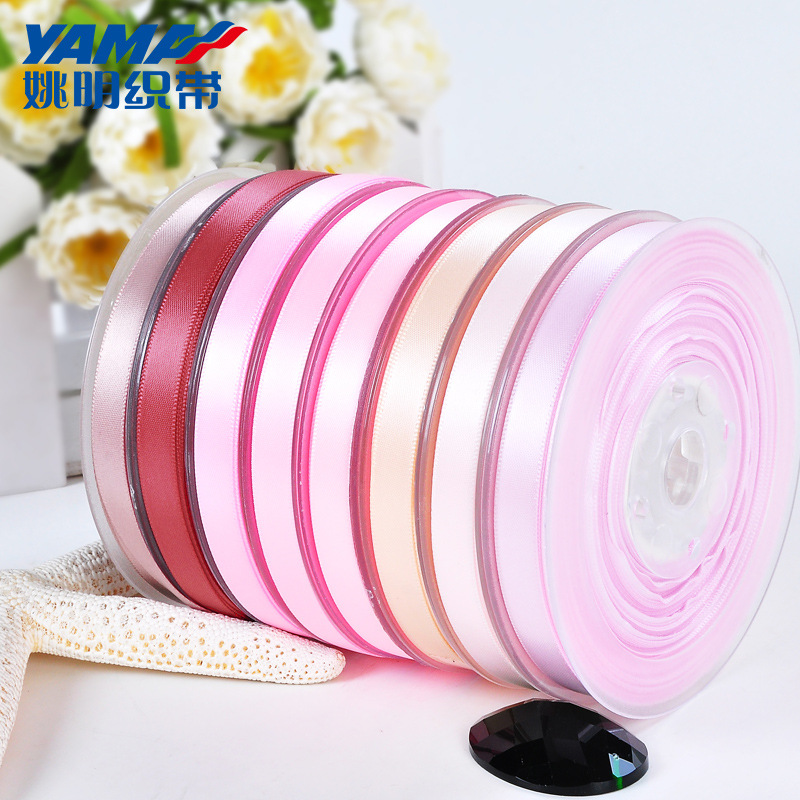 Yao Ming cinta al por mayor de doble cara cinta de satén de poliéster 89mm DIY accesorios para el cabello Rojo Serie 103-155
