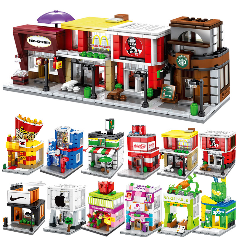 Compatible With LEGO Mini Street View Building Blocks Small Particles Boy Assembled Children's Educational Toys 6-8 Years Old Senbao 6011