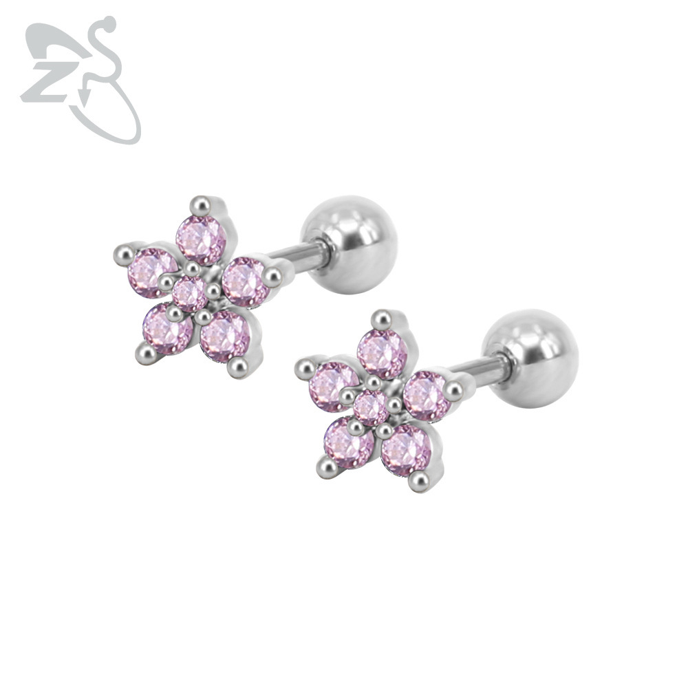 European and American Star Zircon Earrings Women's Personalized Stainless Steel Ear Piercing Jewelry detail image 12