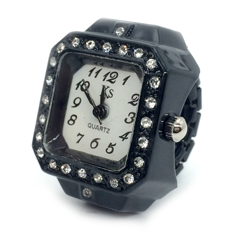 Ordinary Glass Mirror Material Retro Classic Style Square Quartz Watch Rings