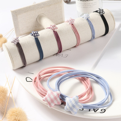 Selling Korean Edition Four Five-pointed star Fabric art Hair rope Sweet girl Hair rubber string Hairpin Hairdressing Manufactor