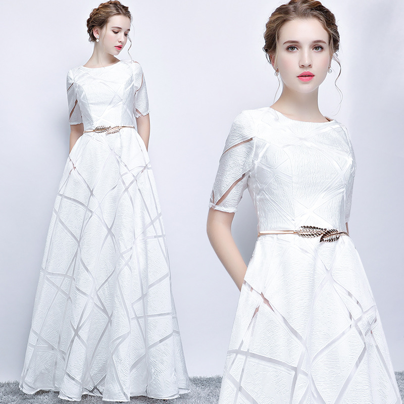 Evening dress 2021 new white fashion lon...