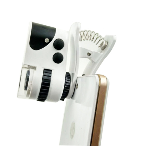 New USB rechargeable 50x 60x lighted LED mobile phone clip microscope identification banknote inspection magnifying glass