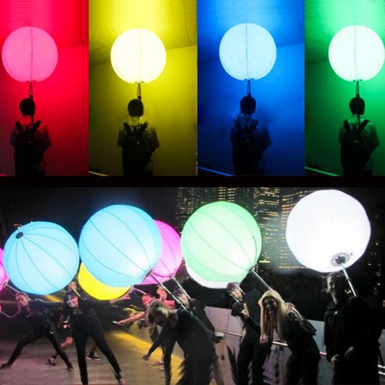 供应 LED广告背包球 可订制各种LOGO 灯光变色 安全环