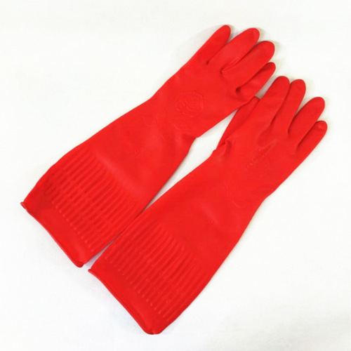 Red Rose Latex Gloves Korean Hot Selling Extra Long Thickened Laundry Dishwashing Gloves Antifreeze Labor Protection 0.1