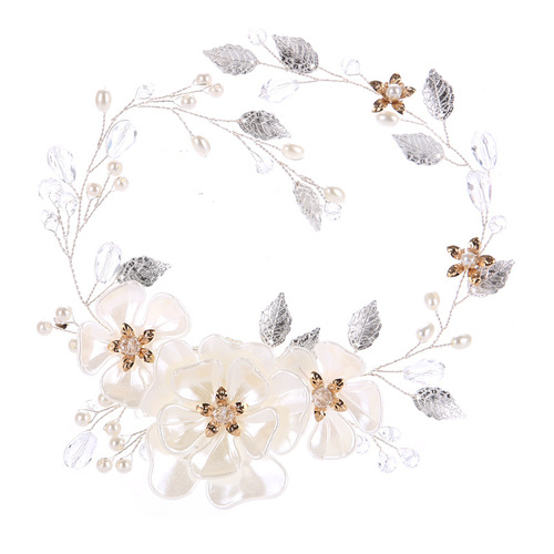 Hairpin hair clip hair accessories for women handmade pearl headdress white pearl leaf wedding dress accessories Hairband