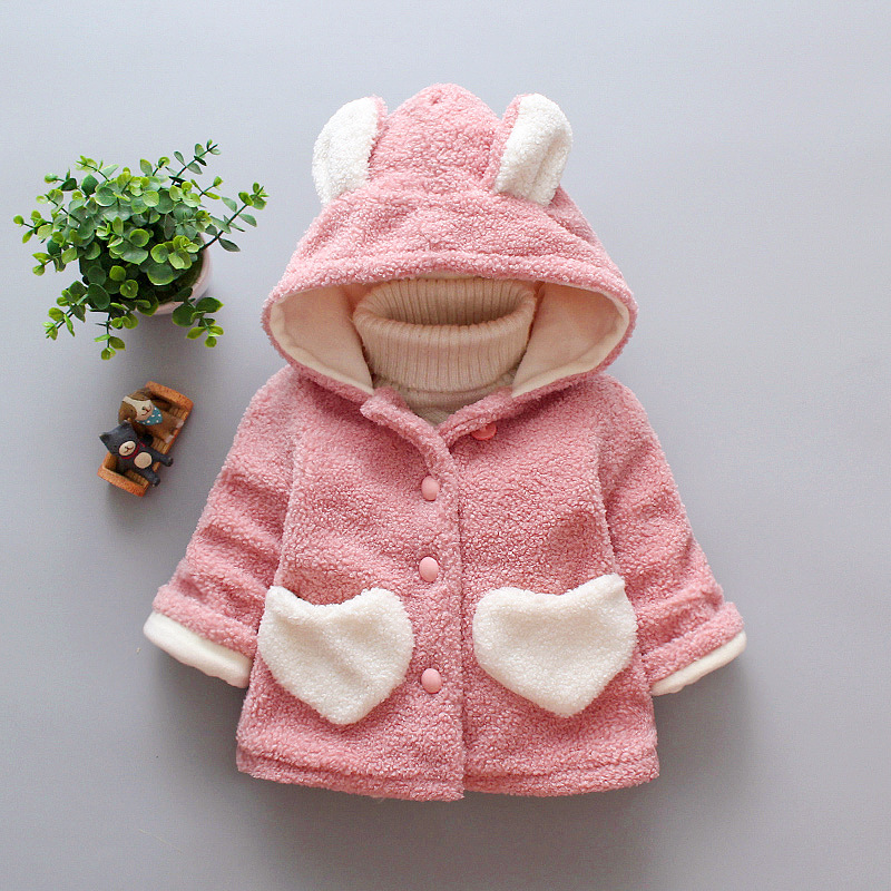 Foreign trade children's wear 2020 new autumn and winter children's hooded Plush top baby thickened cute coat wholesale
