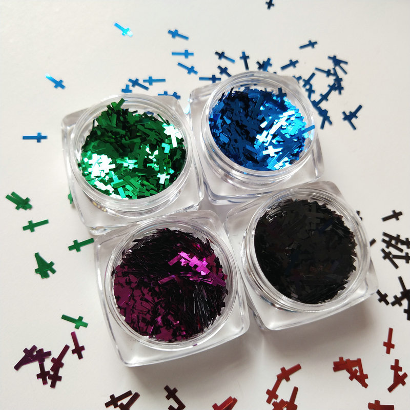 Manufacturer supplies 12-color cross-shaped glitter nail art stickers/glitter, Japanese style nail art glitter.