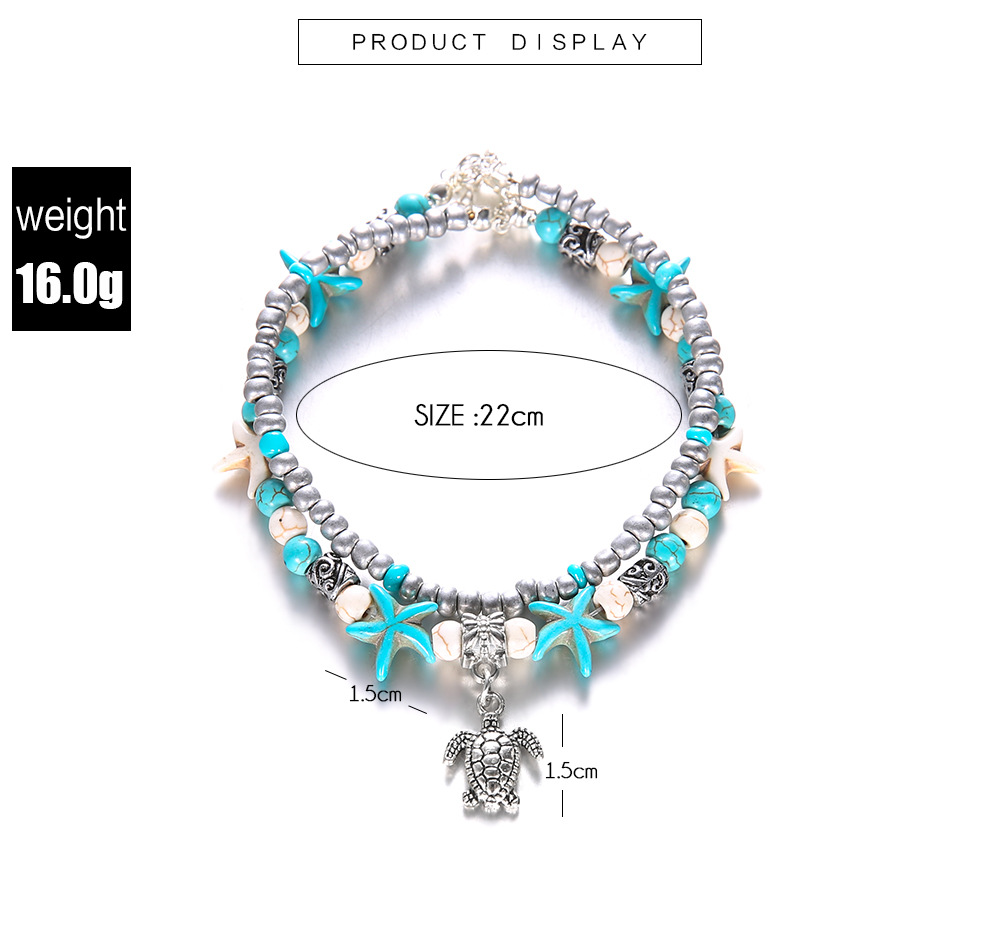 20g Weight Beach Geometric Alloy Beaded Plating Women's Anklet