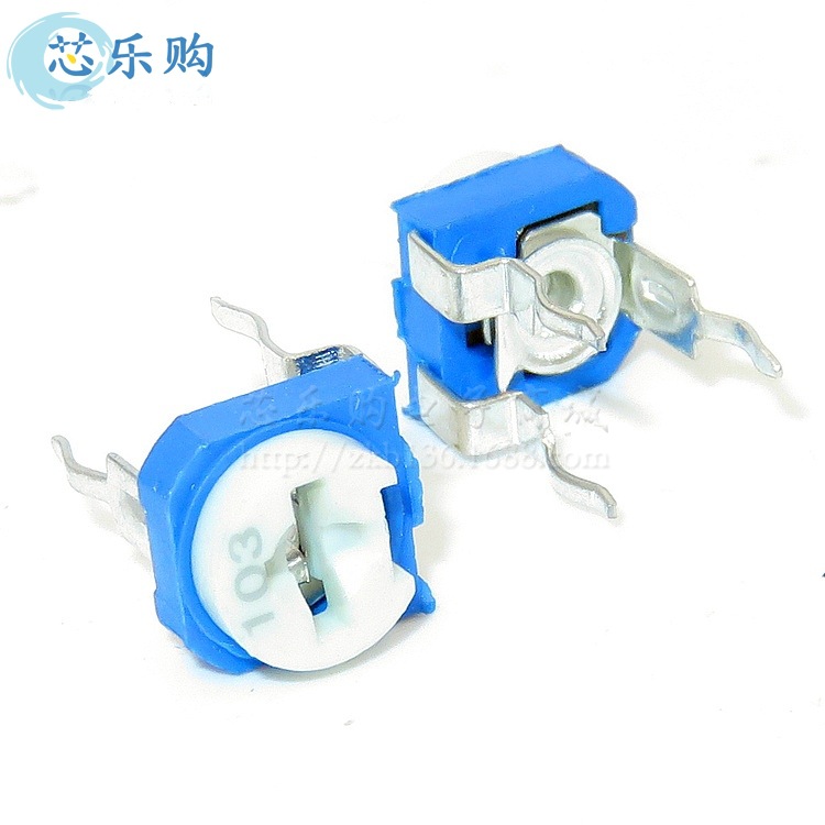 蓝白可调电阻 RM065-V1 103 10K欧 卧式 兰白可调 电位器 电阻器