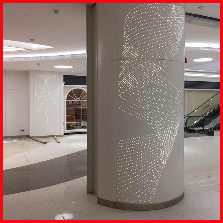 商场中庭立柱装饰材料防火铝板厂家定制圆弧包柱铝单板氟碳烤漆