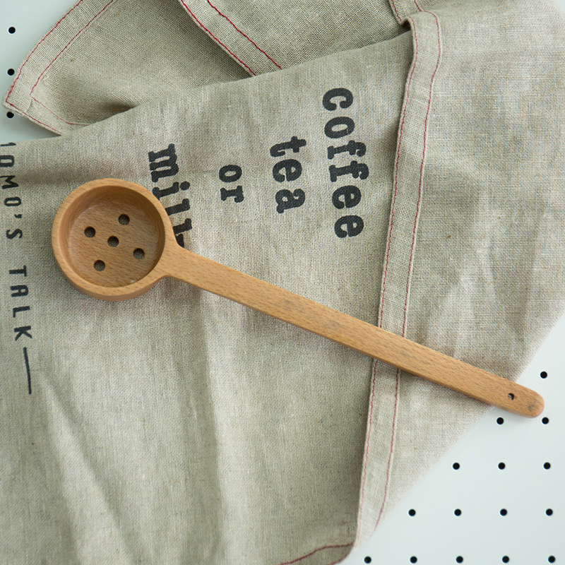 榉木长柄木勺计量木勺木质水勺奶粉勺咖啡勺大中小三件套