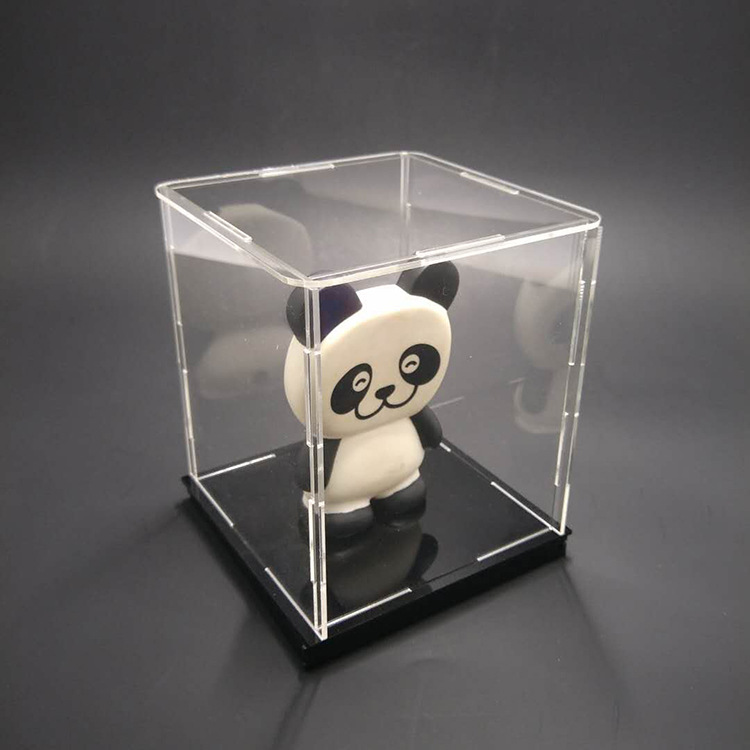 高透明手办黏土亚克力收纳展示盒高达带灯玩具模型防尘罩子