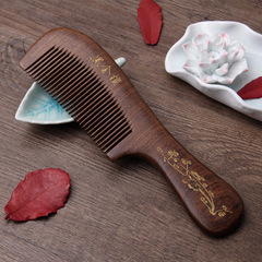 Factory Direct Sale Large 18cm Black Gold Sandalwood Gilt Hairbrush, Anti-static Massage Thick Handle Sandalwood Hairbrush