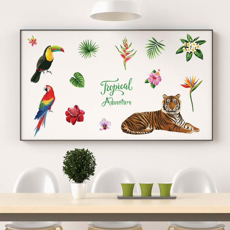 Σκανδιναβικό στυλ τροπικό υπνοδωμάτιο, φουαγιέ, σαλόνι, τραπεζαρία, τηλεόραση, φόντο τοίχου και άλλα διακοσμητικά αυτοκόλλητα SK7172_voghion.com