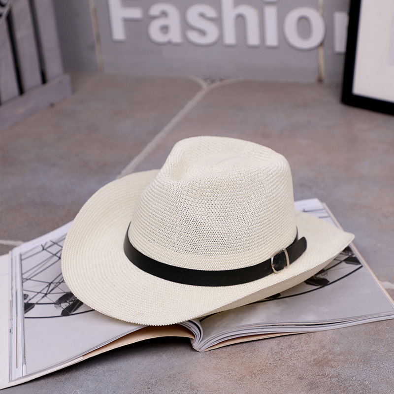 Sombrero de verano para hombres vaqueros occidentales sombrero de sombrero de sombrero de paja protector solar Amazon venta caliente un cabello