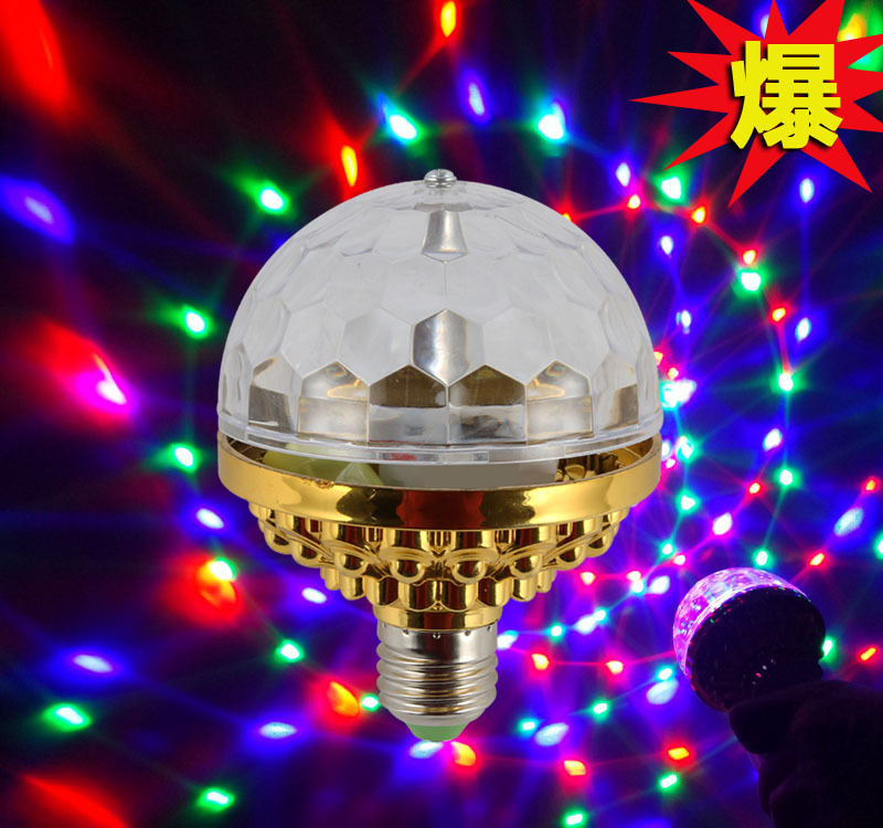 Cross-Border Led Disco Colorful Rotating Ktv Stage Light Christmas Light Show Bar Dj Magic Ball Golden Six-Bead Dropshipping