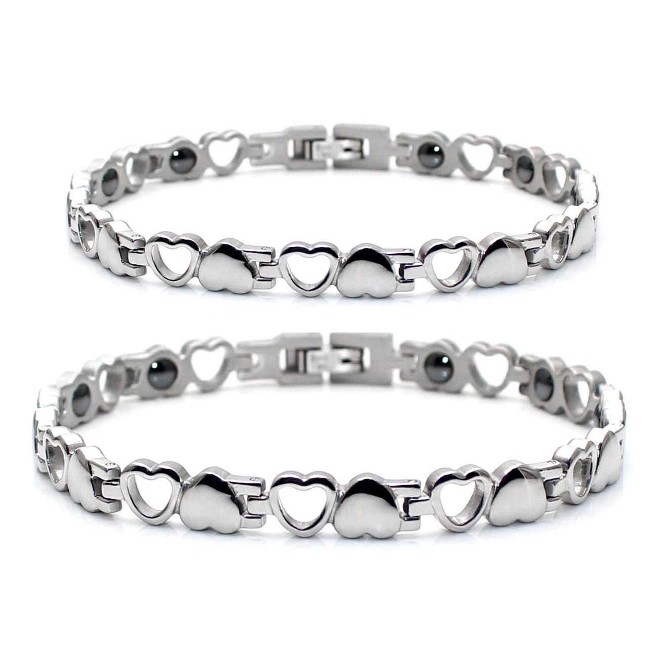 Original Design Heart Shape Titanium Steel Polishing Couple Bracelets display picture 1