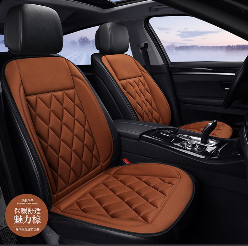 Cross-Border Car Heated Seat Cushion Winter Electric Heated Seat Cushion Car Cushion Universal with Backrest Heating Pad 12V24V