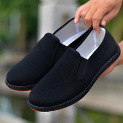 Old Beijing Cotton Shoes for Men, Middle-Aged and Elderly Leisure Shoes, Spring Work Shoes, One-Piece Men's Driver Shoes, Black Cotton Shoes for Men