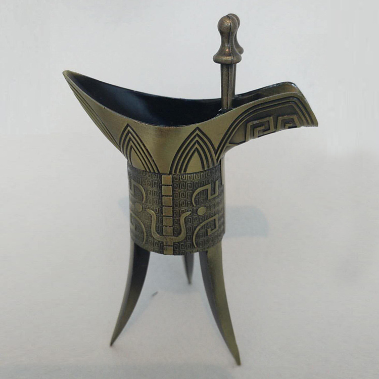 铜酒盅仿古代酒杯复古酒樽尊中式宫廷饮用三角爵杯 复古家用白酒-阿里巴巴