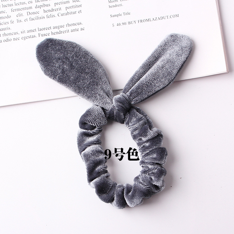 New Fashion Gold Velvet Steel Silk Rabbit Ear Flannel Korean Simple Fashion Cheap Hair Ring Wholesale display picture 4