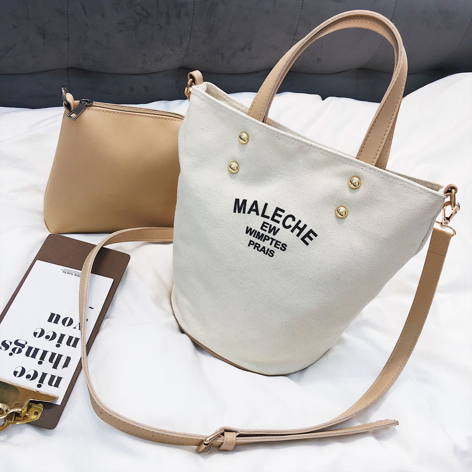 Baigou bag 2019 new pattern Fashion canvas bag Cross border customized Korean Edition The single shoulder bag Handbag loog