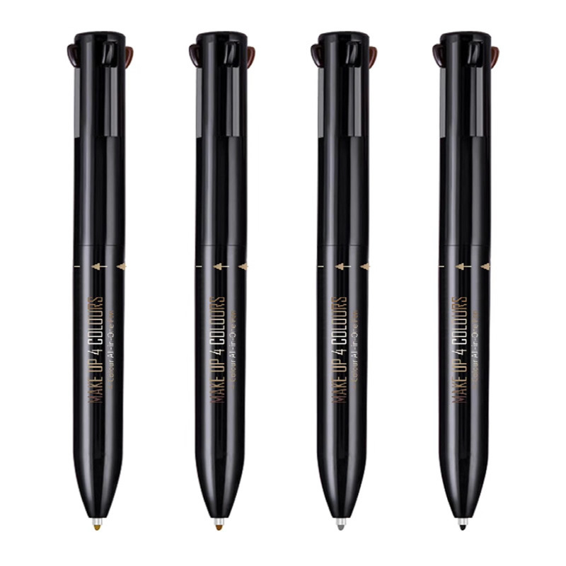 跨境恒芳自動旋轉眉筆四合壹黑色淺棕深棕灰色眉粉眉膏不暈妝彩妝