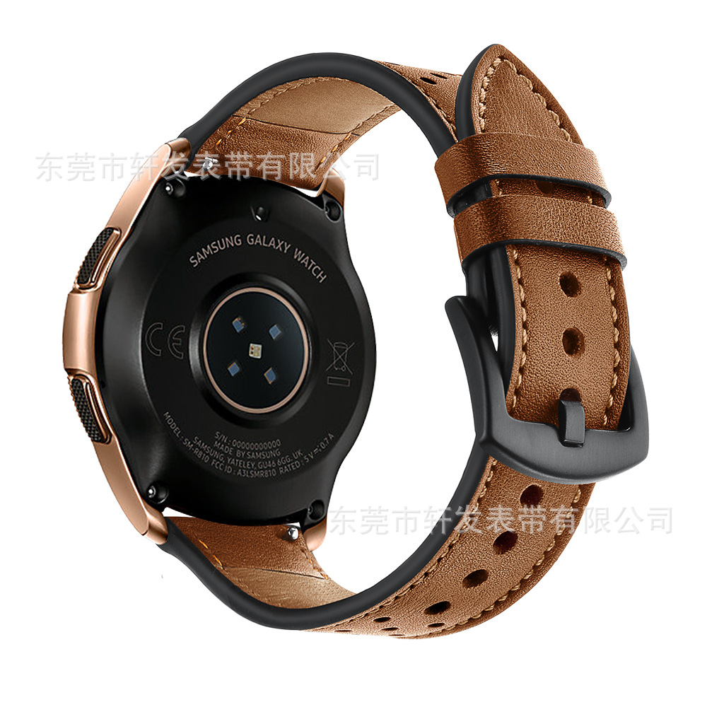 适用三星galaxy watch3/5智能手表表带运动手表头层真牛皮洞洞款详情36