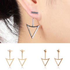 歐美外貿飾品 個性設計 幾何鏤空長三角金屬耳釘耳飾