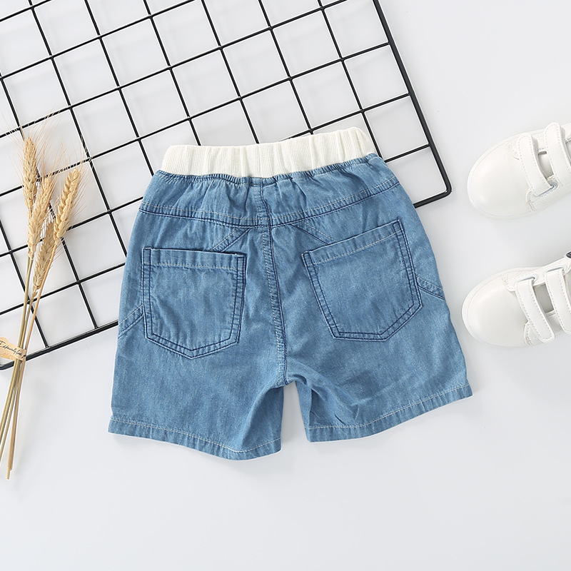 denim elastic waist shorts
