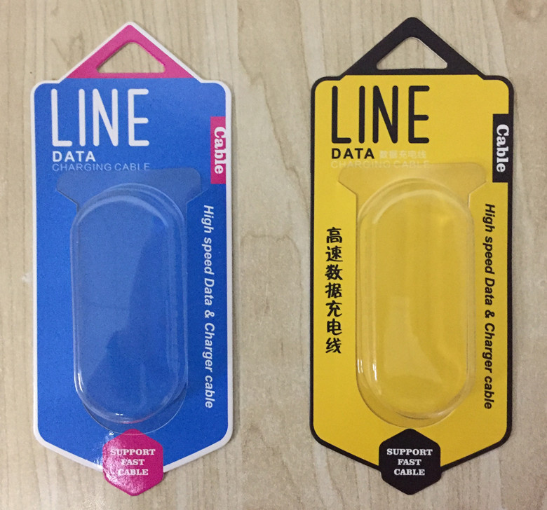 新款中性三星 华为 通用数据充电线插卡式PVC透明吸塑包装盒 现货