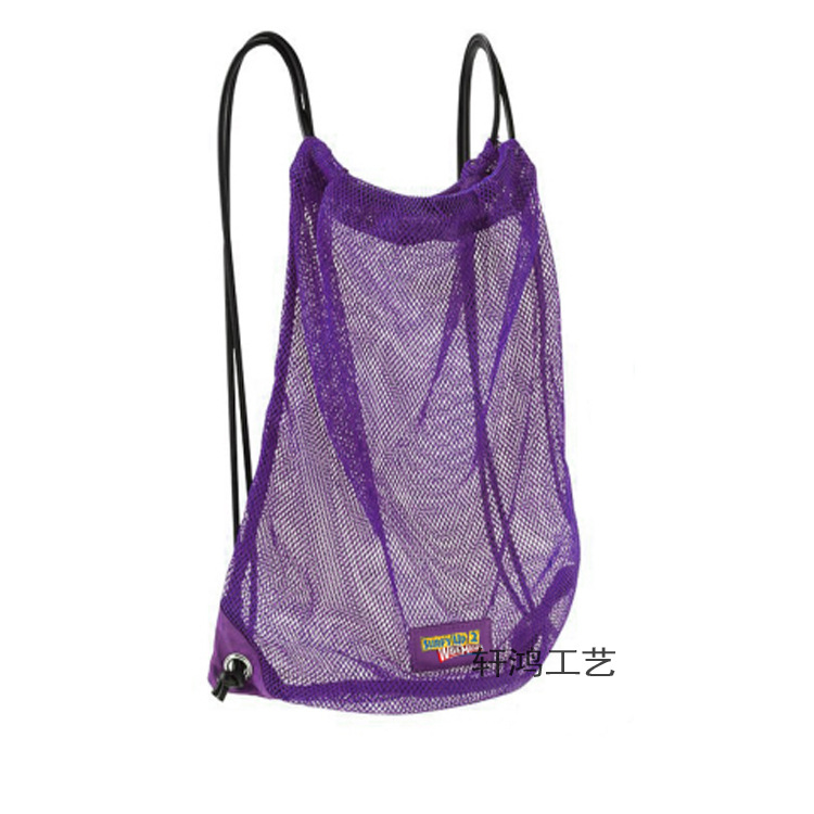 专业定制六角网布抽绳袋 网格布收纳束口袋 鸟眼网布双肩拉绳背包