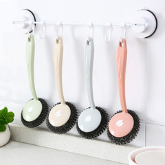 Household long-handled pot scrubber, non-scarring pot kitchen cleaning, washing pot with handle brush, decontamination dishwasher wire ball, pot scrubbing magic tool