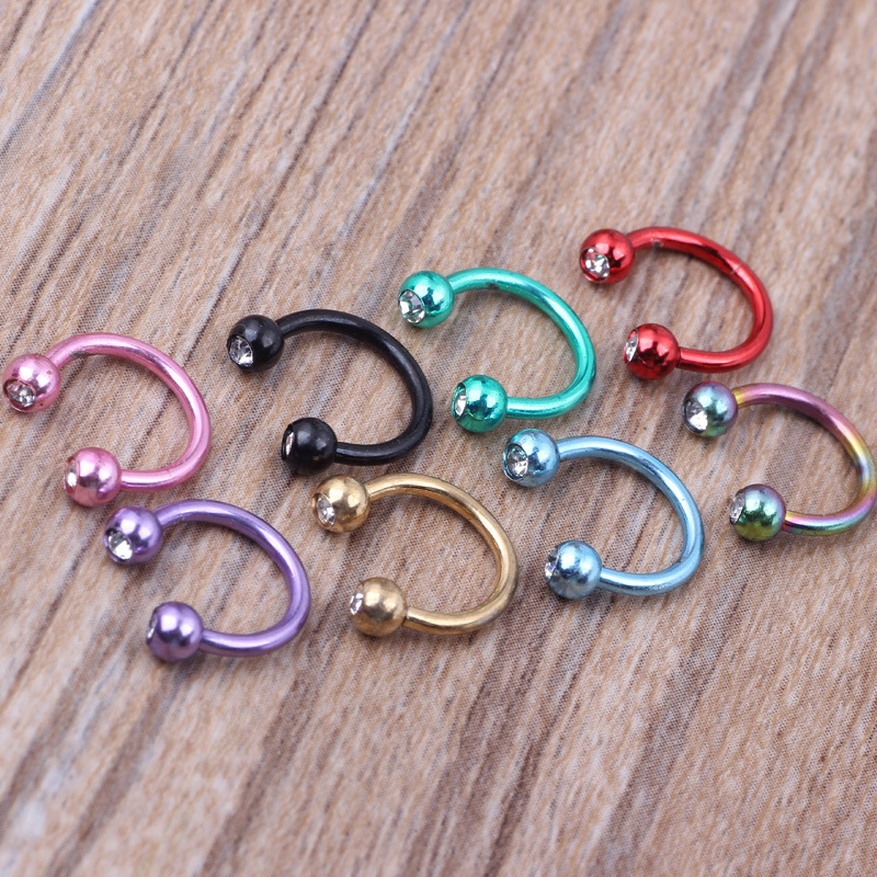 8 Mixed Color Stainless Steel Nose Ring Nose Nail Set - 8pcs Body Piercing Jewelry detail image 9