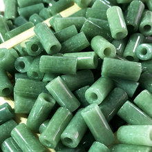 绿色散珠6*13mm翡翠桶珠供应路路通油豆桶珠直光珠桶珠冰糯种桶珠