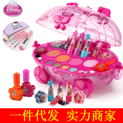 迪士尼儿童化妆品公主车彩妆盒套装安全环保女孩玩具冰雪奇缘礼物