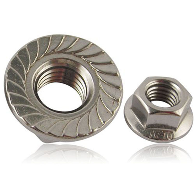 M4-M16不锈钢六角法兰面螺母 201材质GB6177DIN6923六角带介螺帽