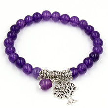 亞馬遜紫晶石手串大樹吊墜手環手鏈飾品廠家直銷飾品