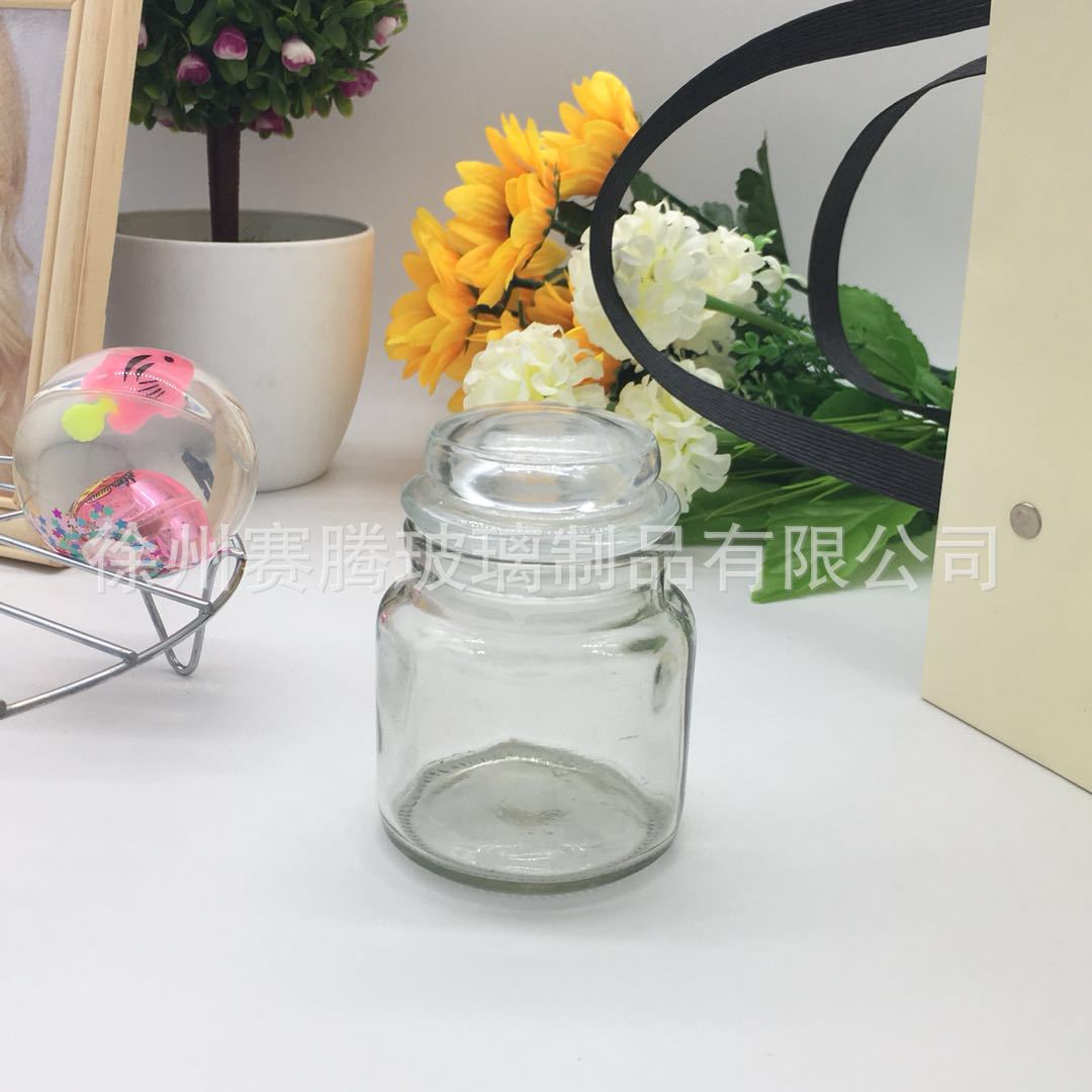 厂家直销透明喷色扬基杯蜡烛台密封蘑菇盖平顶玻璃烛杯香薰蜡烛杯|ru
