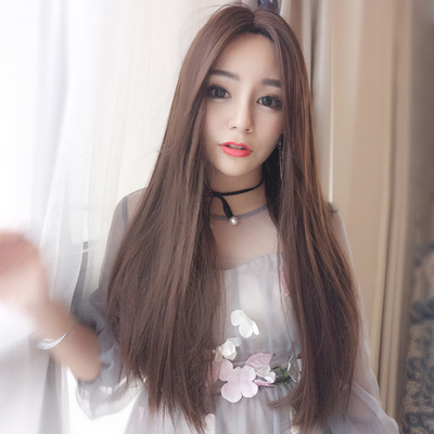 Wavy Hair Wigs Chinese wig long straight hair without bangs