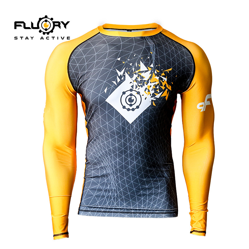 플루오리 화재 브라질 주짓수 마찰 방지 의류 긴팔 피트니스 티셔츠 MMA 무에타이 산다 속건 스타킹 남성과 여성