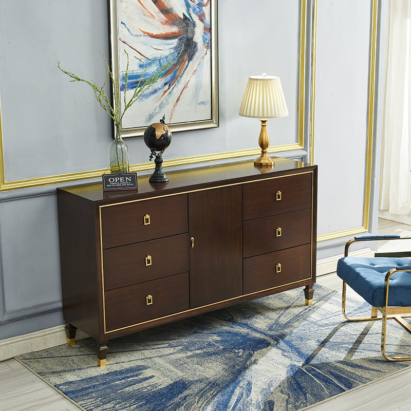 美式轻奢收纳斗柜实木门厅柜别墅玄关柜工厂批发多储物柜厂家直销