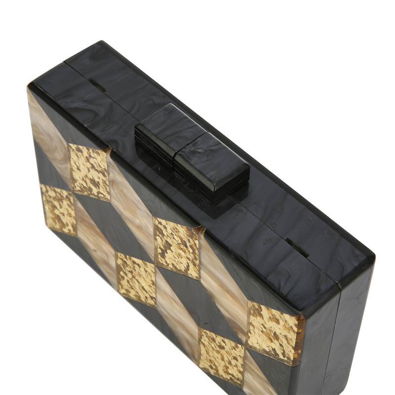 Shoulder Bag, Clutch Bag, Evening Bag Bags Type Yellow Black Arylic Plaid Square Evening Bags